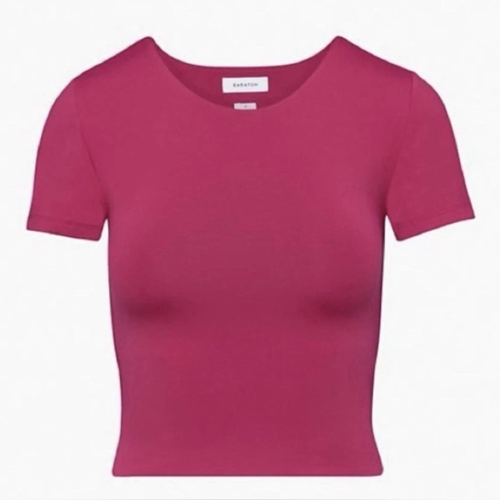 Aritzia Babaton Deep Burgundy Contour Crew Top